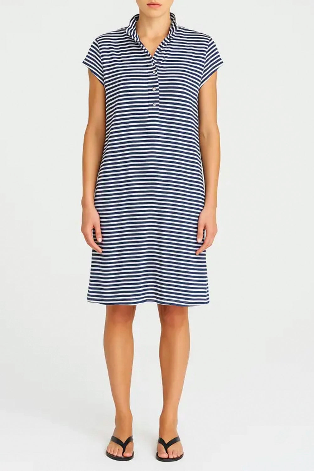 Mela Purdie Henley Dress in Marine/White Stripe F538 3005