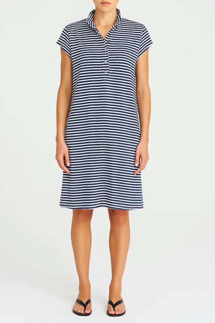 Mela Purdie Henley Dress in Marine/White Stripe F538 3005