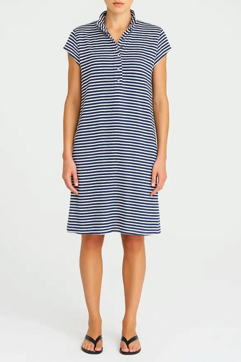 Mela Purdie Henley Dress in Marine/White Stripe F538 3005