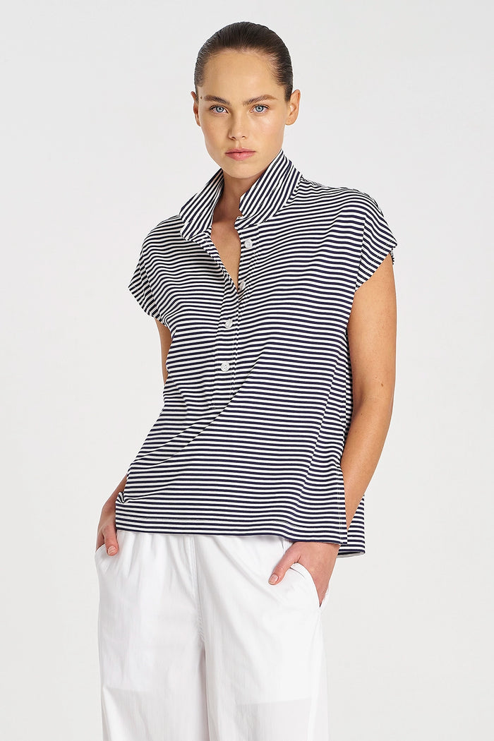Mela Purdie Henley Tank in Marine/White F538 8755