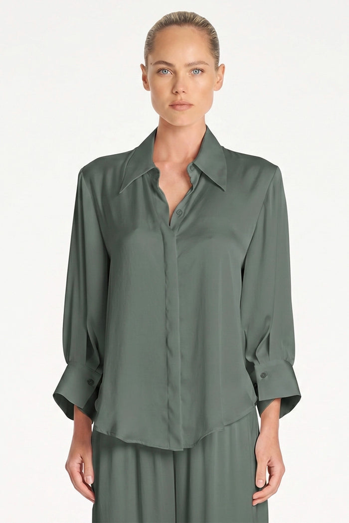 Mela Purdie Resort Blouse in Sage F619 8976 - Pre-Order July Delivery