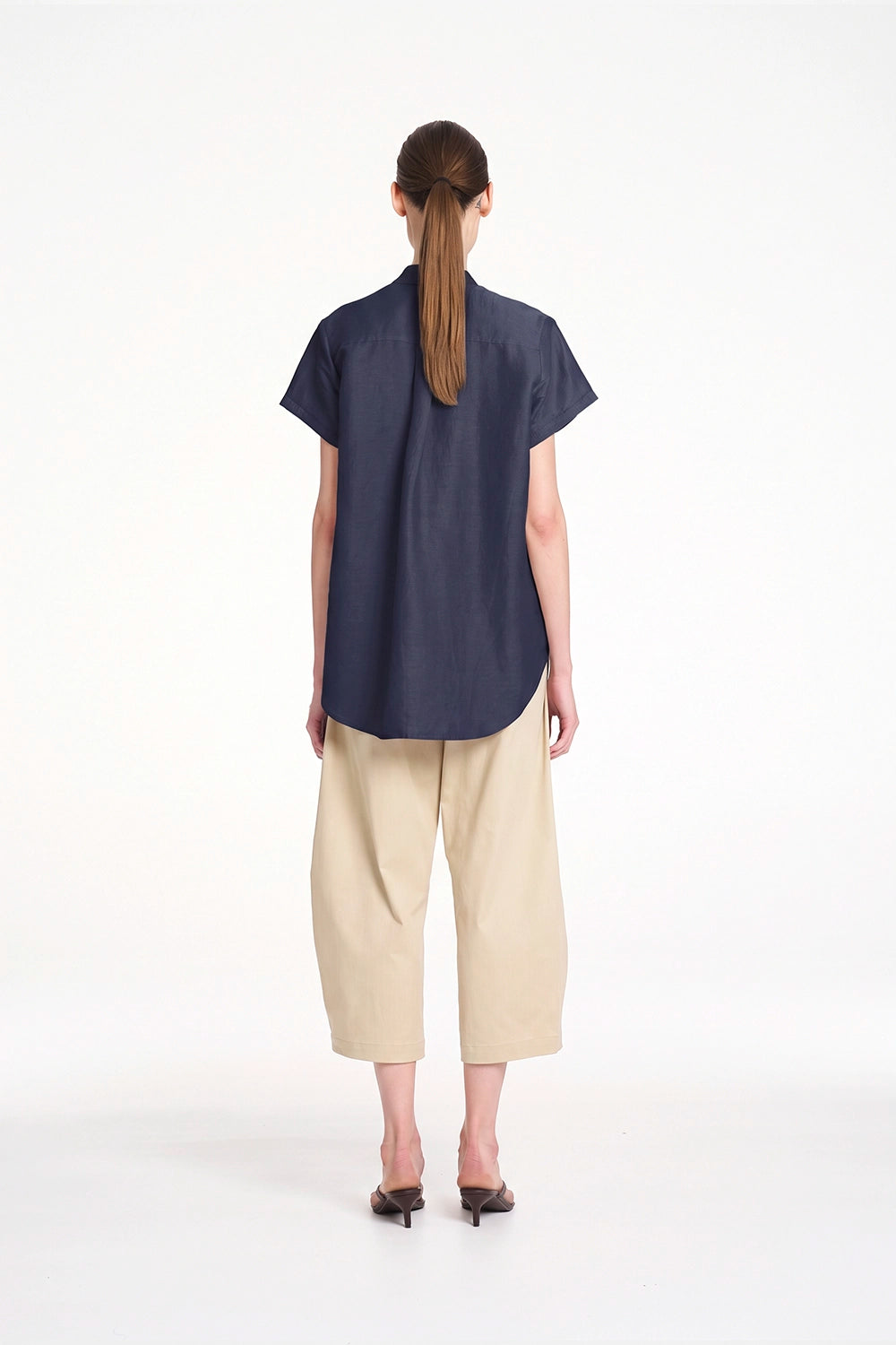 Mela Purdie Soft Stand Shirt in Navy F628 8629 - Pre-Order November Delivery