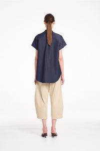 Mela Purdie Soft Stand Shirt in Navy F628 8629 - Pre-Order November Delivery