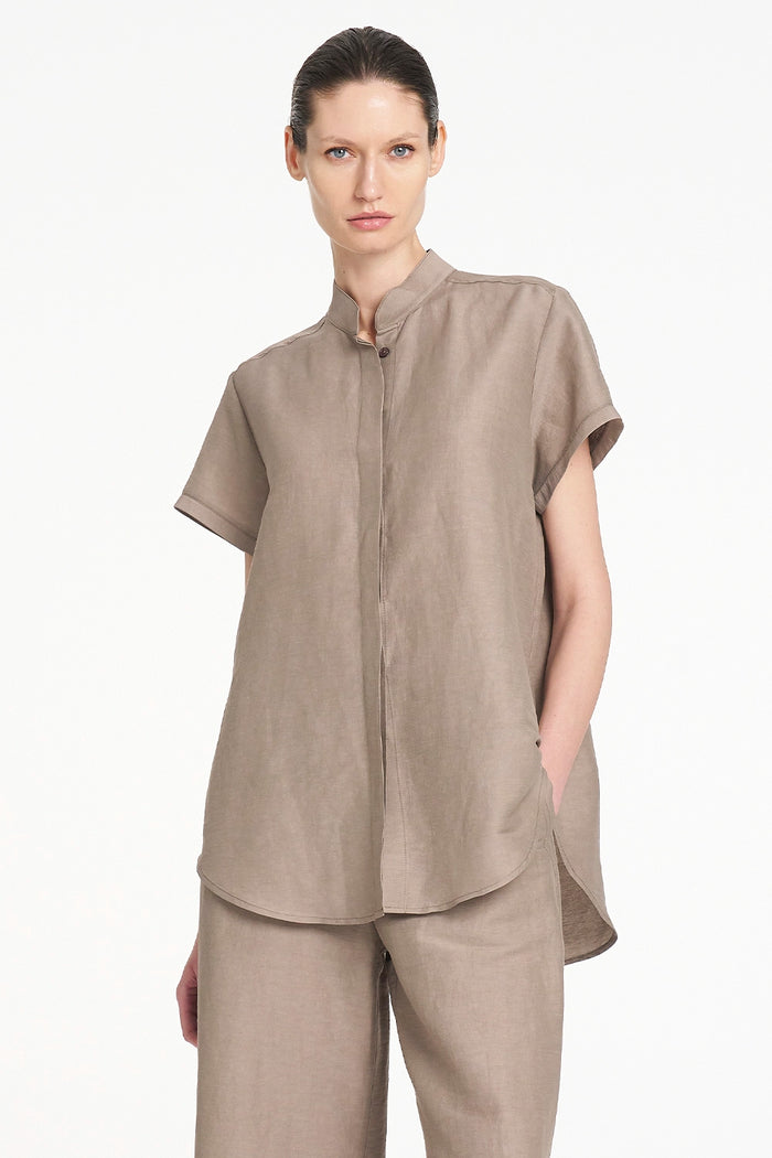 Mela Purdie Soft Stand Shirt in Twig F628 8629 - Pre-Order October Delivery