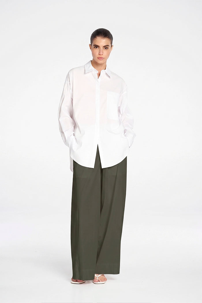 Mela Purdie Wide Cross Pant in Bark F65 1944 - Pre-Order September Delivery
