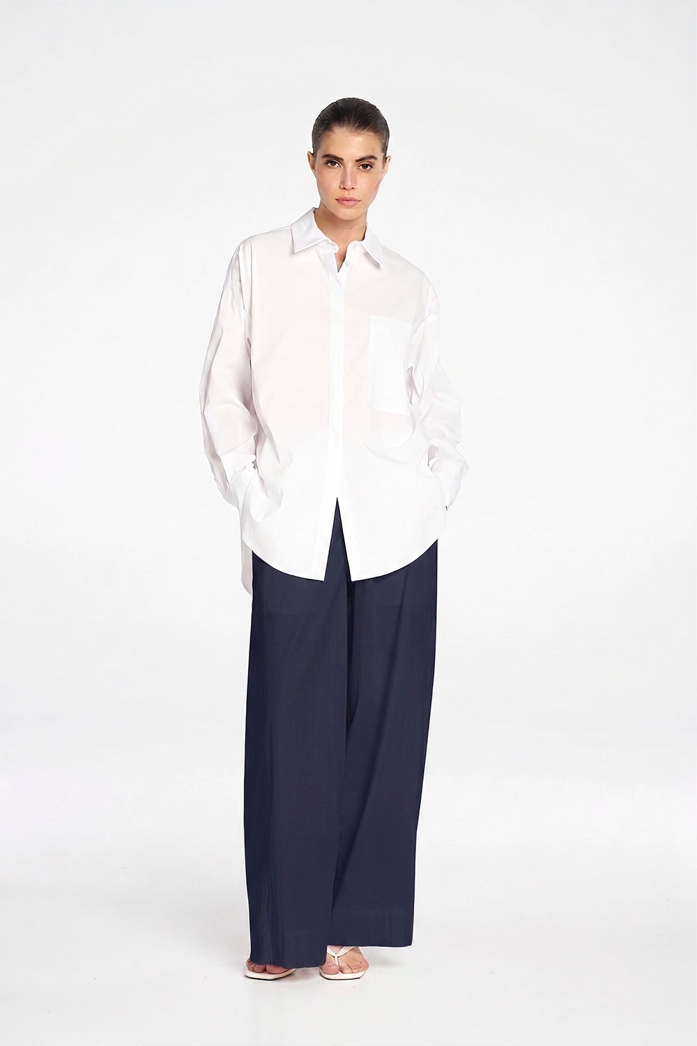 Mela Purdie Wide Cross Pant in French Navy F65 1944 - Pre-Order September Delivery