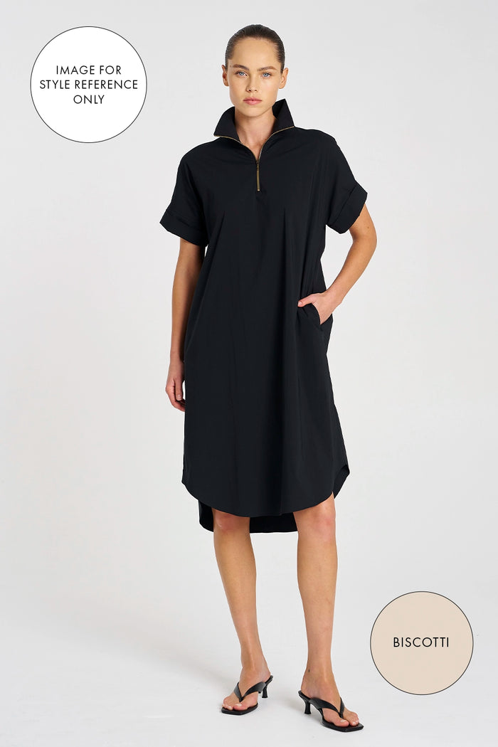 Mela Purdie Half Zip Dress in Biscotti F65 3022 - Pre-Order October Delivery