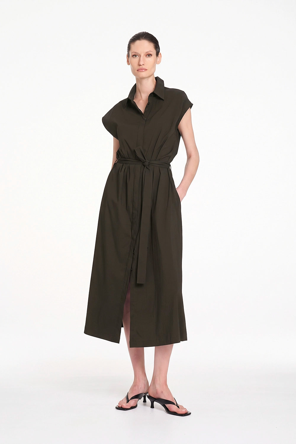 Mela Purdie Slice Shirt Dress in Bark F65 3075 - Pre-Order November Delivery