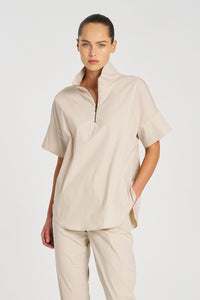 Mela Purdie Half Zip Shirt in Biscotti F65 8572