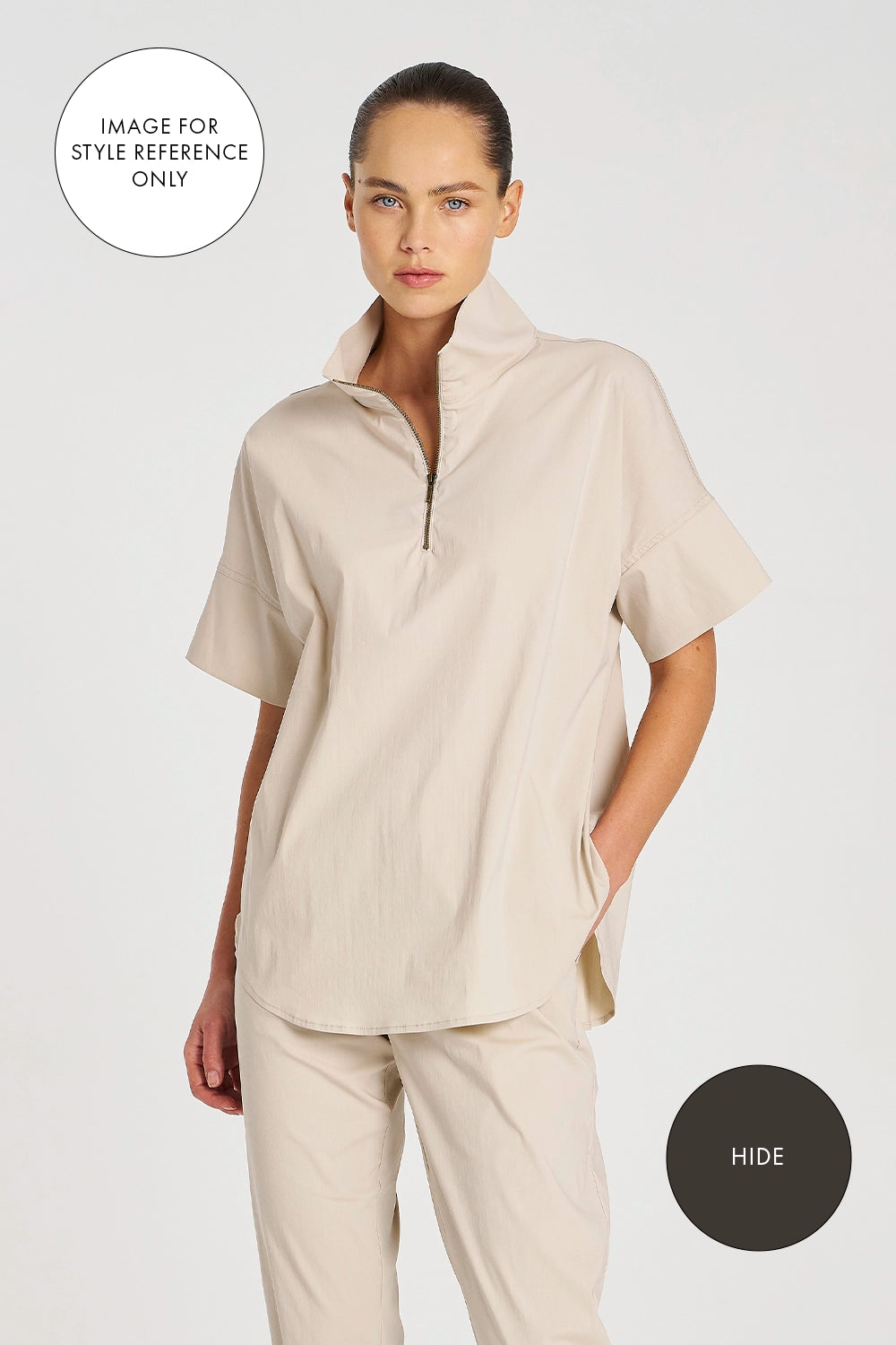 Mela Purdie Half Zip Shirt in Hide F65 8572 - Pre-Order September Delivery