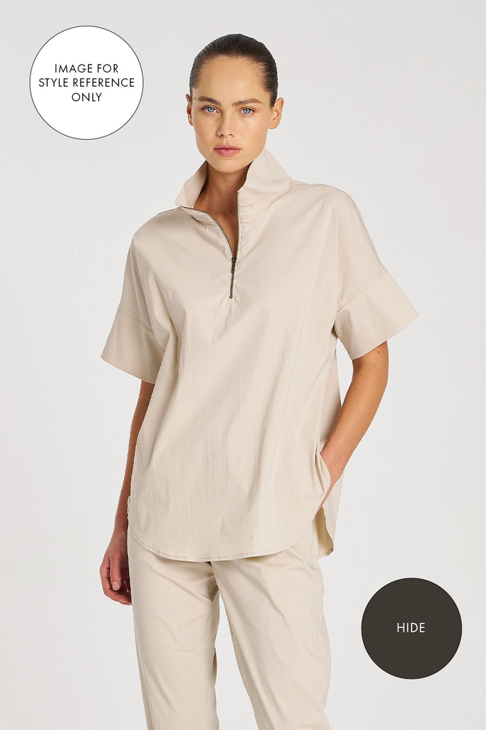 Mela Purdie Half Zip Shirt in Hide F65 8572 - Pre-Order September Delivery