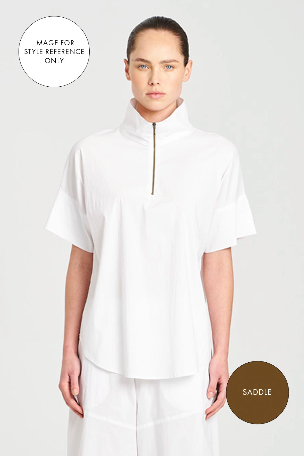 Mela Purdie Half Zip Shirt in Saddle F65 8572 - Pre-Order December Delivery