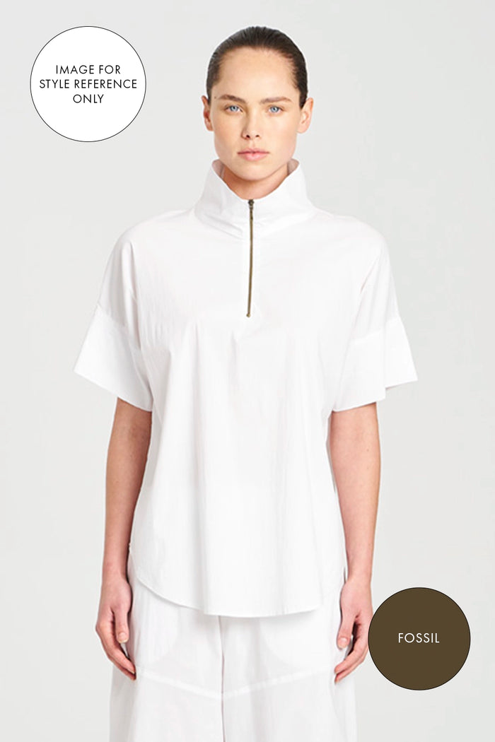 Mela Purdie Half Zip Shirt in Fossil F65 8572 - Pre-Order December Delivery