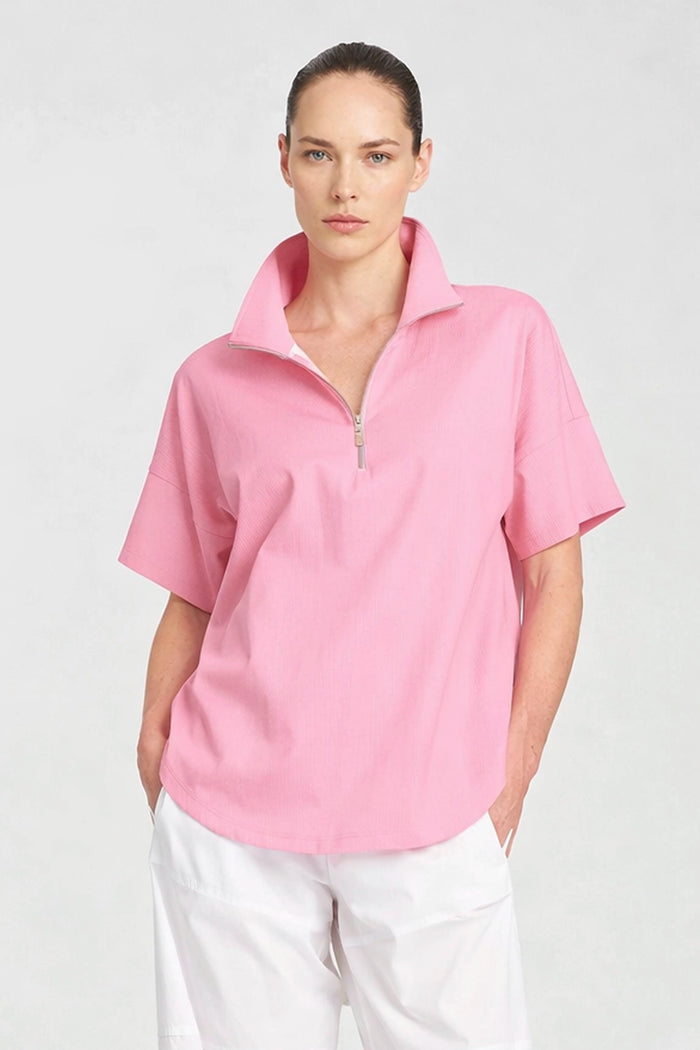 Mela Purdie Half Zip Shirt in Rosebud F65 8572 - Pre-Order February Delivery