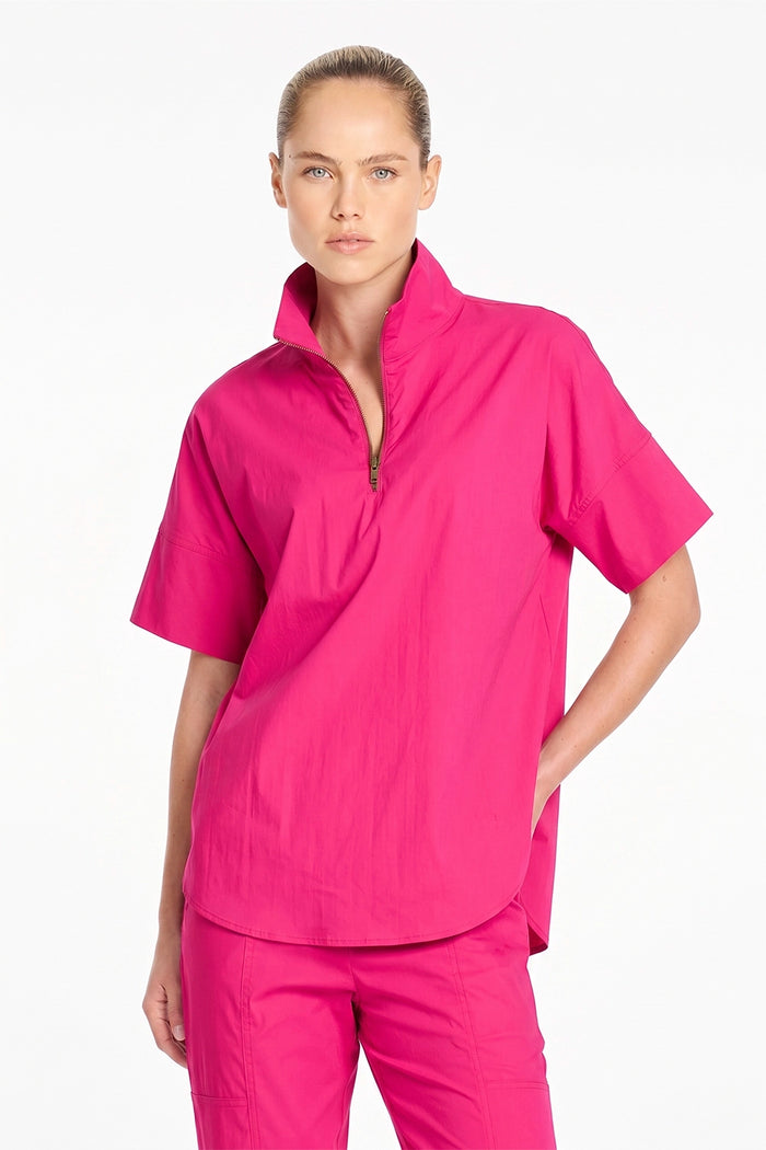 Mela Purdie Half Zip Shirt in Raspberry F65 8572 - Pre-Order September Delivery