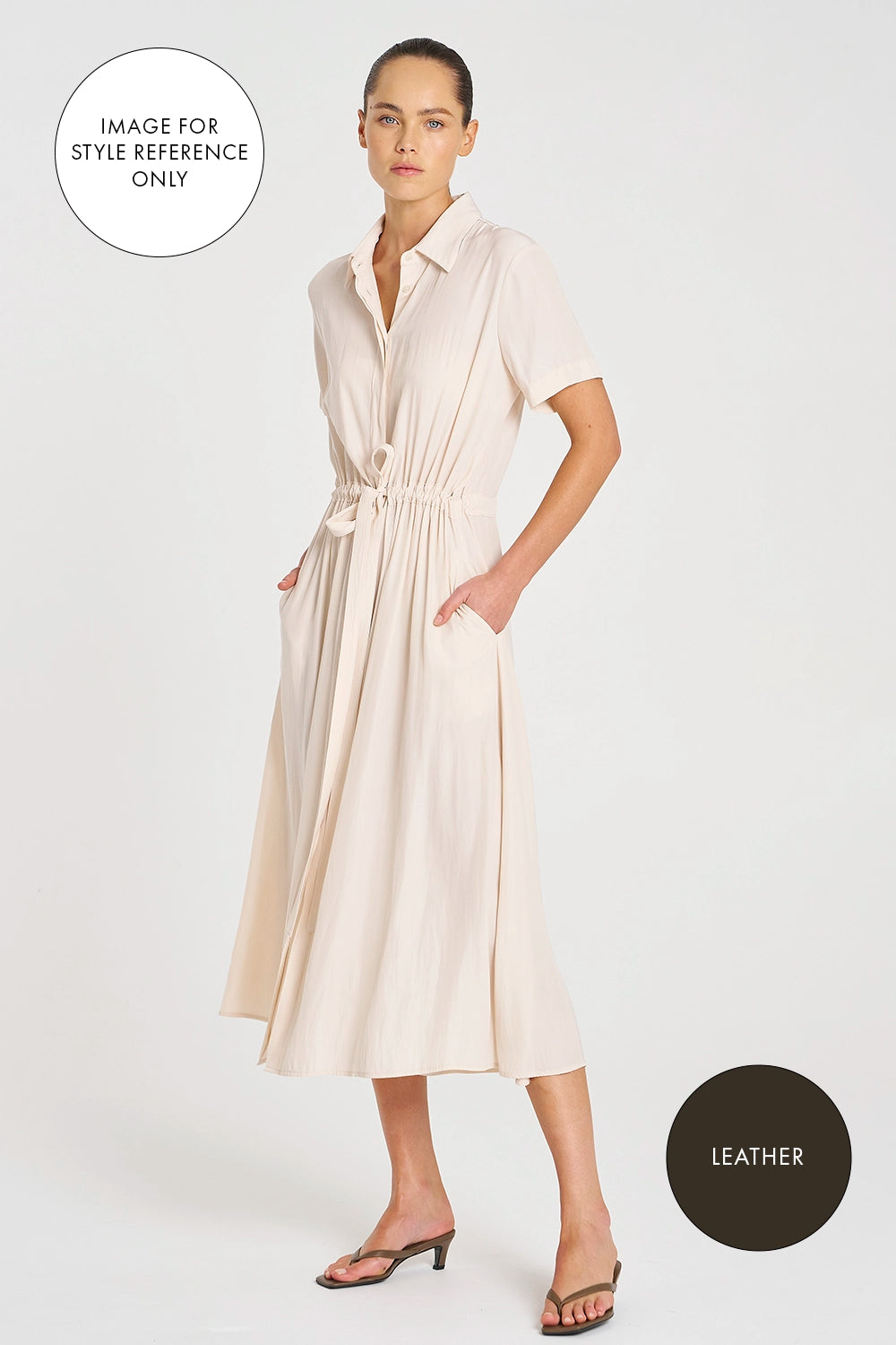 Mela Purdie Draw Waist T Dress in Leather F67 3007 - Pre-Order September Delivery