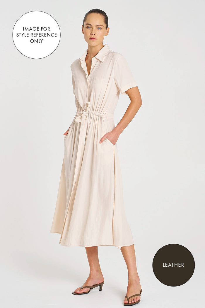Mela Purdie Draw Waist T Dress in Leather F67 3007 - Pre-Order September Delivery