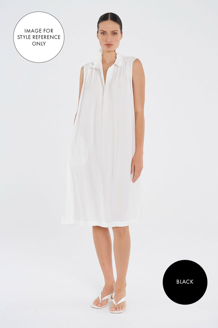 Mela Purdie Frill Tank Dress in Black F67 3053 - Pre-Order December Delivery