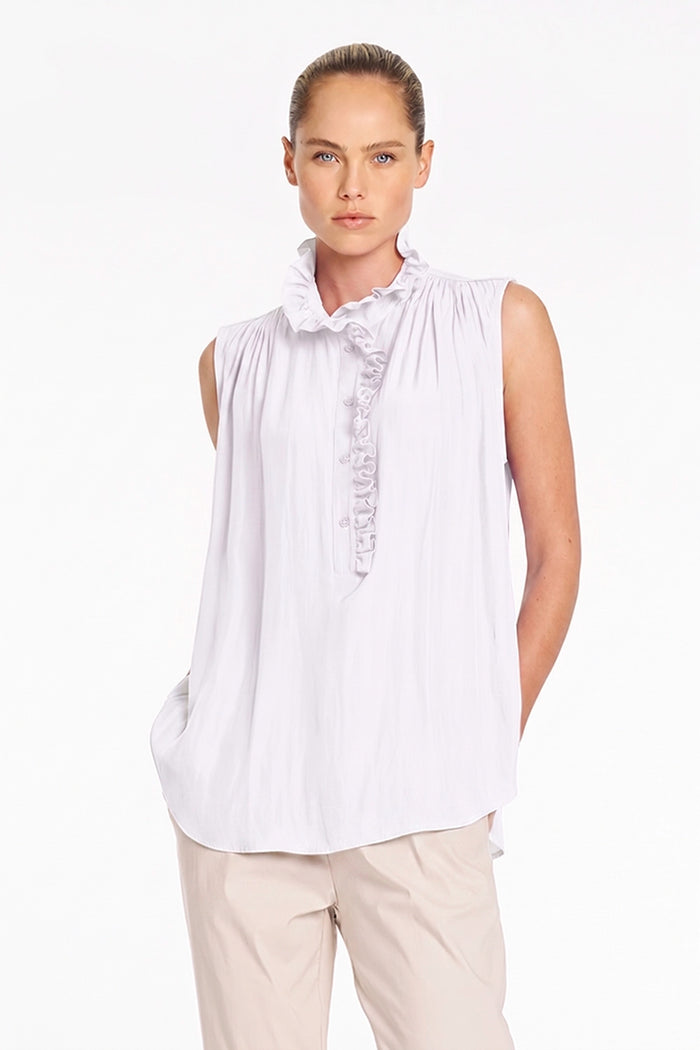 Mela Purdie Rufflet Tank in White F67 80037 - Pre-Order September Delivery