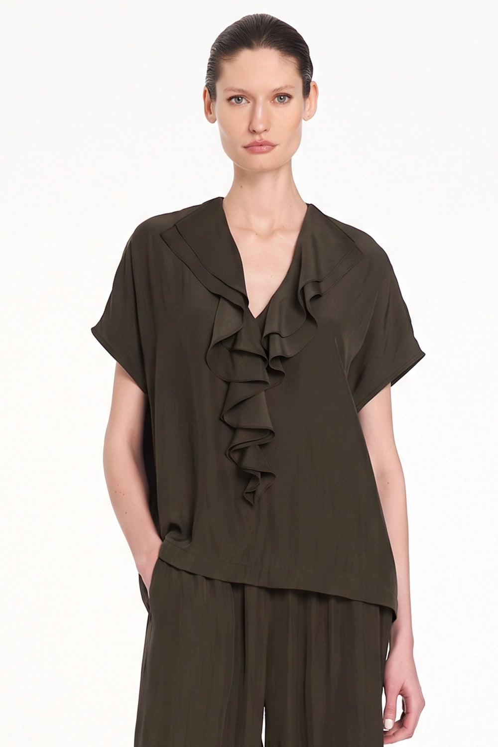 Mela Purdie Flounce Lariat Shell in Bark F67 80116 - Pre-Order November Delivery