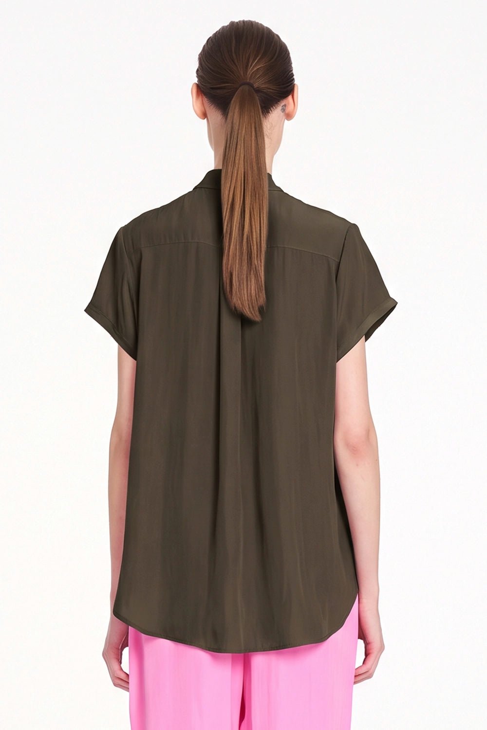 Mela Purdie Soft Stand Shirt in Bark F67 8629 - Pre-Order November Delivery