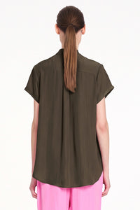 Mela Purdie Soft Stand Shirt in Bark F67 8629 - Pre-Order November Delivery