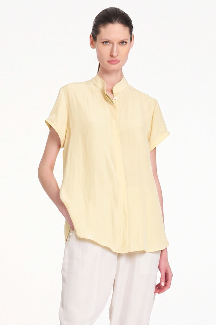 Mela Purdie Soft Stand Shirt in Lemon F67 8629 - Pre-Order November Delivery