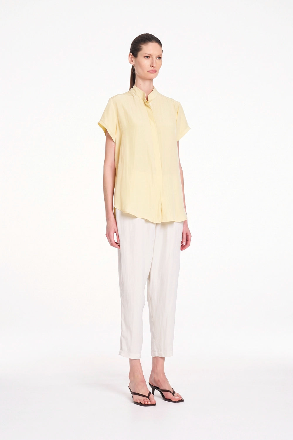Mela Purdie Soft Stand Shirt in Lemon F67 8629 - Pre-Order November Delivery