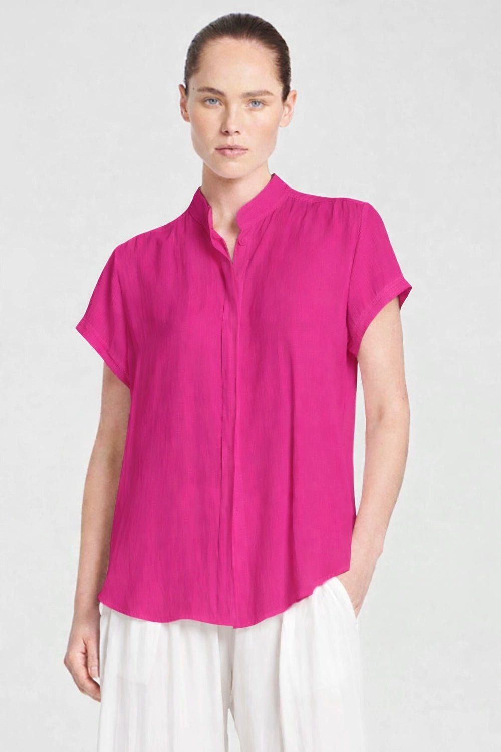 Mela Purdie Soft Stand Shirt in Magenta F67 8629