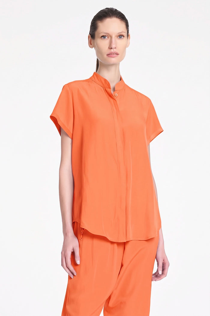 Mela Purdie Soft Stand Shirt in Tangerine F67 8629 - Pre-Order October Delivery