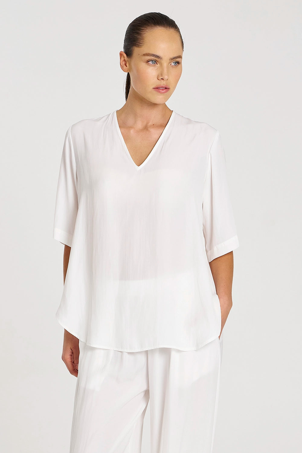 Mela Purdie Swish Plaza Top in White F67 8839