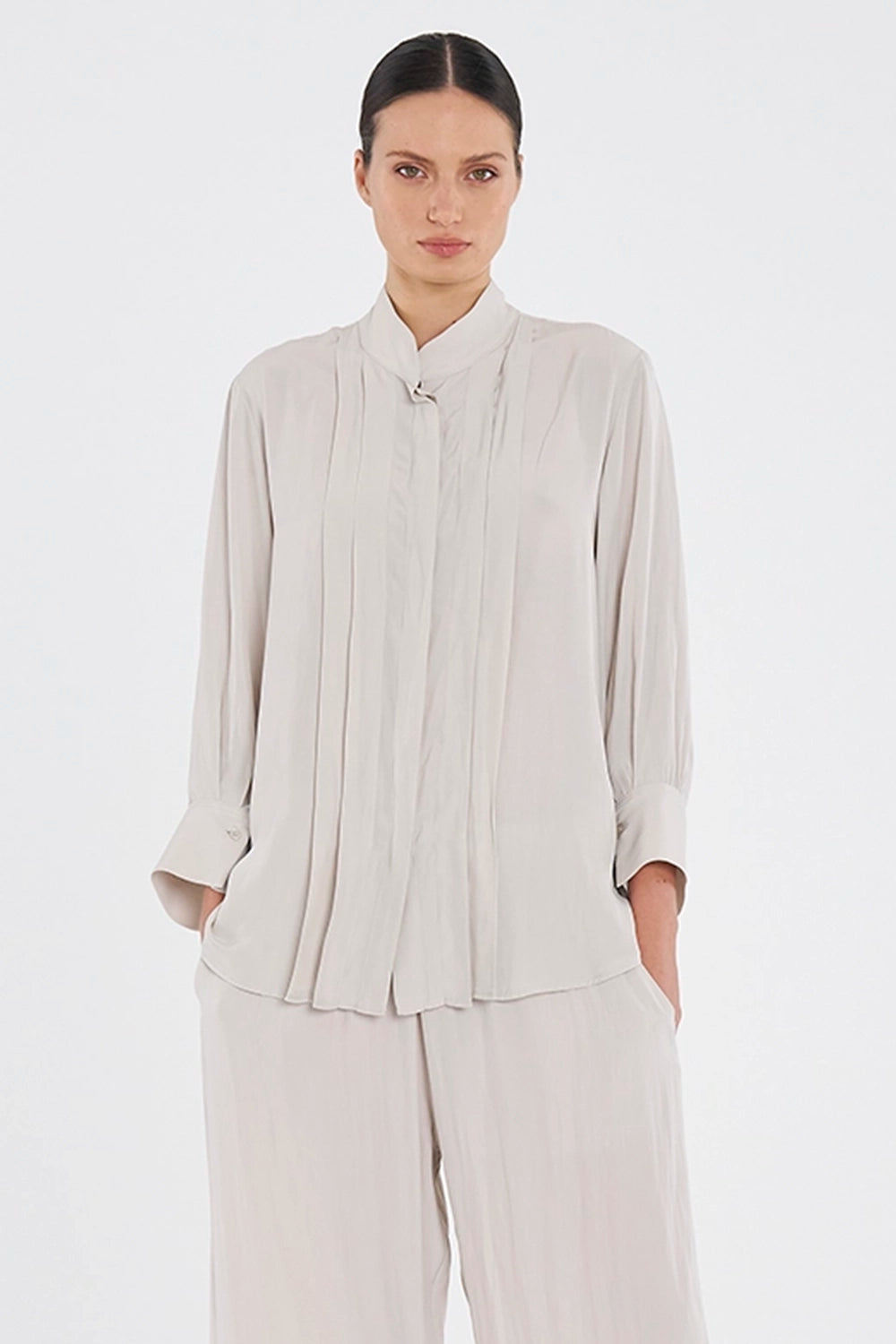 Mela Purdie Folded Blouse in Oyster F67 8946