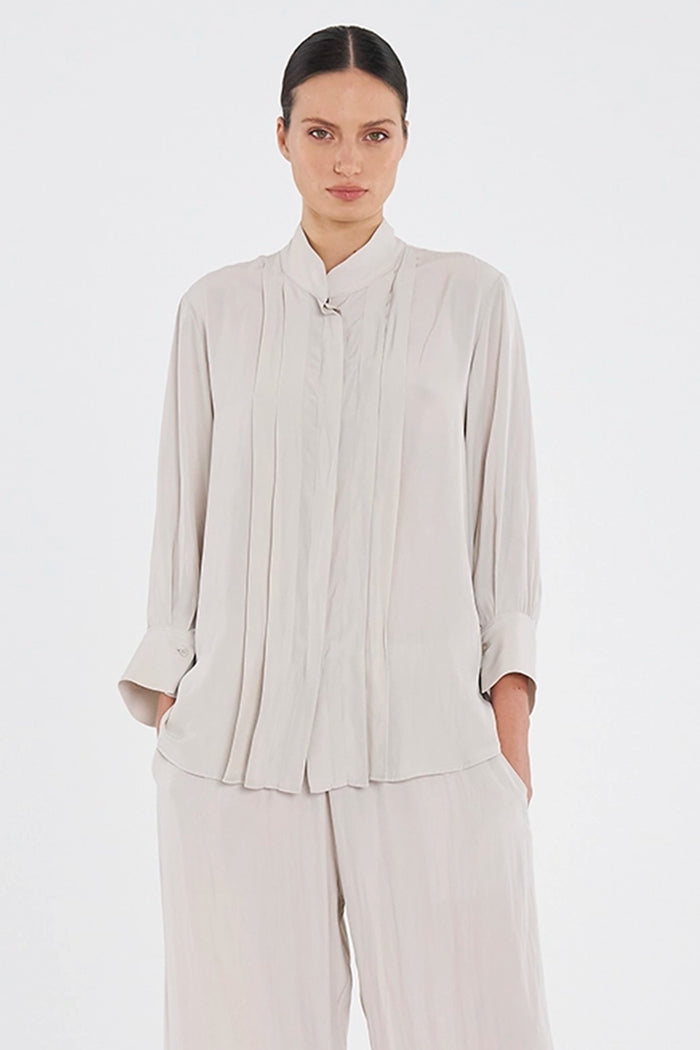 Mela Purdie Folded Blouse in Oyster F67 8946 - Pre-Order February Delivery