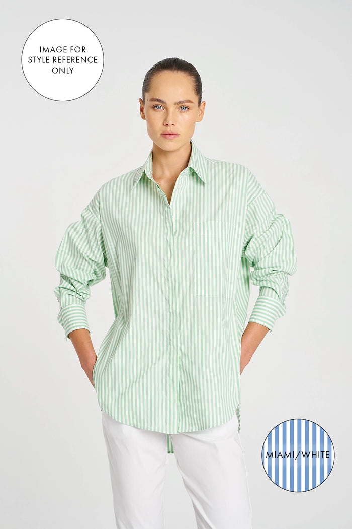 Mela Purdie Relaxed Pocket Shirt in Miami/White F731 8101 - Pre-Order September Delivery