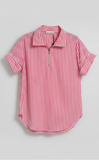 Mela Purdie Half Zip Shirt in Hot Pink Stripe F731 8572