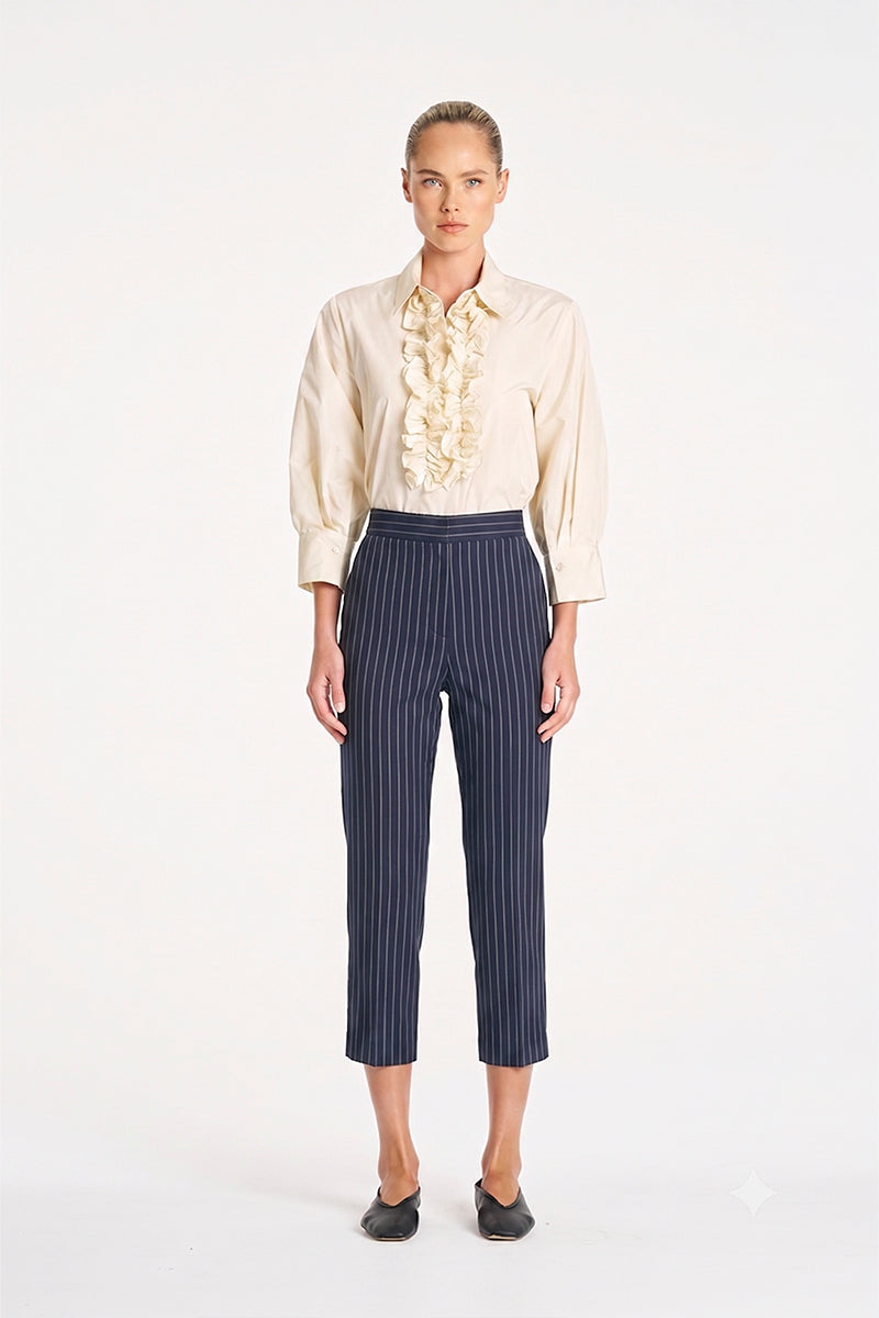 Mela Purdie Tapered Flat Pant in Navy/Chalk F734 1831 - Pre-Order August Delivery