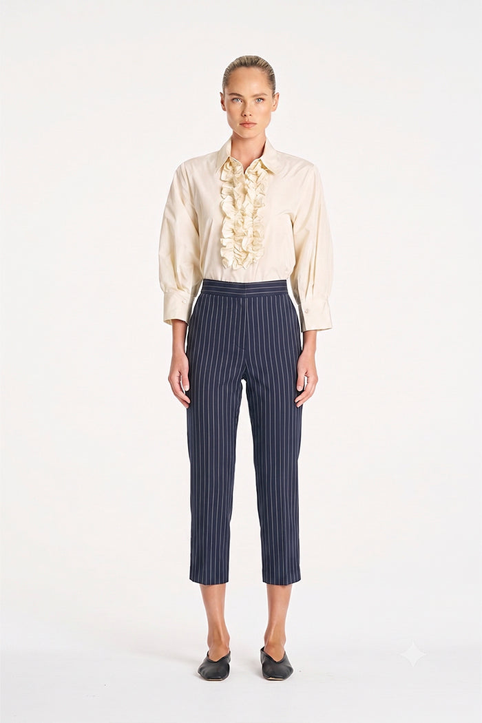 Mela Purdie Tapered Flat Pant in Navy/Chalk F734 1831 - Pre-Order August Delivery