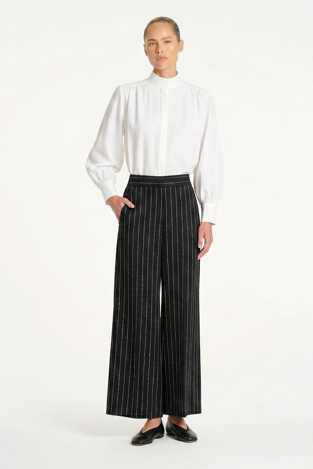 Mela Purdie Suit Pant in Black/Vanilla F734 1907 - Pre-Order July Delivery