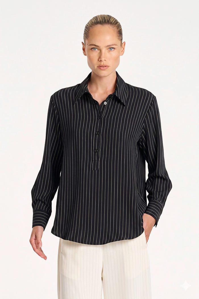 Mela Purdie Tab Shirt in Black/Vanilla F734 80068 - Pre-Order July Delivery