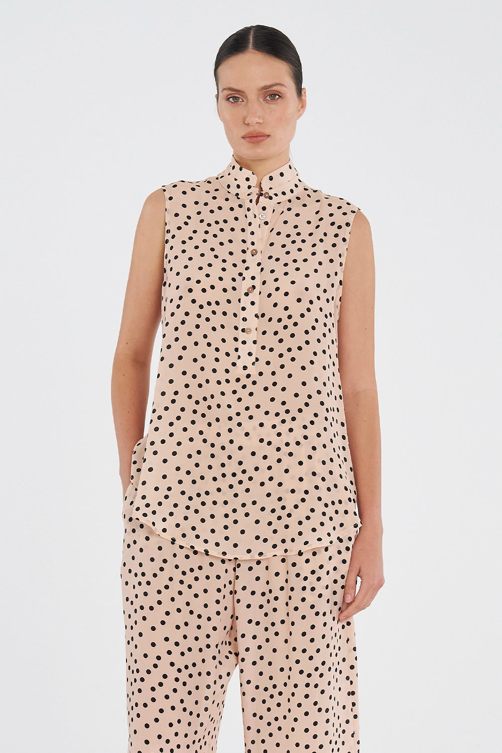 Mela Purdie Tab Slide Tank in Meringue/Black F856 8146 - Pre-Order December Delivery