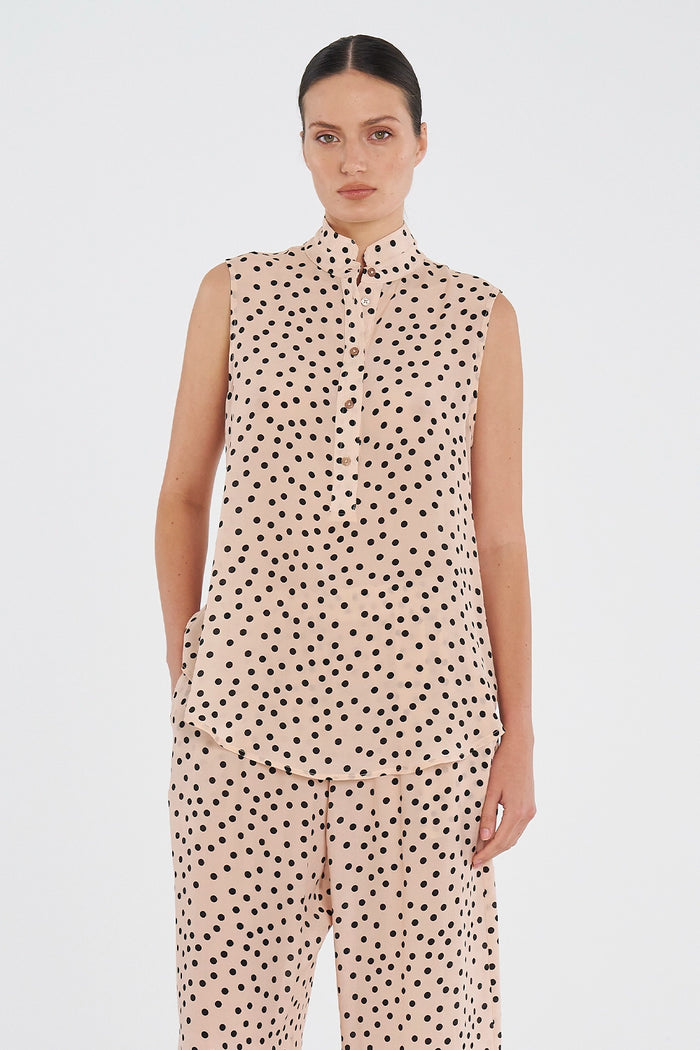 Mela Purdie Tab Slide Tank in Meringue/Black F856 8146 - Pre-Order December Delivery