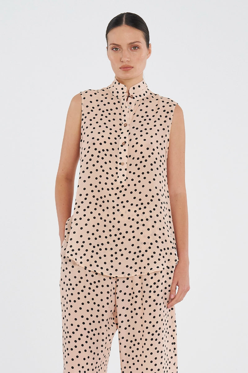 Mela Purdie Tab Slide Tank in Meringue/Black F856 8146 - Pre-Order December Delivery