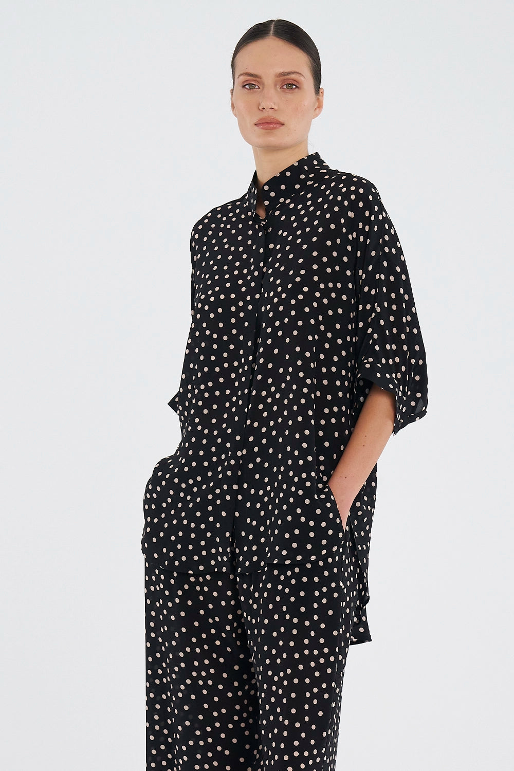 Mela Purdie Villa Overshirt in Black/Meringue F856 8801 - Pre-Order December Delivery