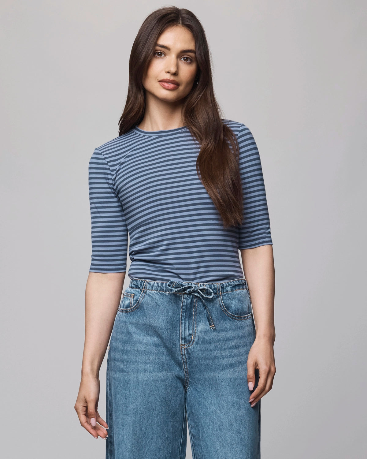 Splendid Bamboo Stripe Quarter Sleeve Tee RF5K281