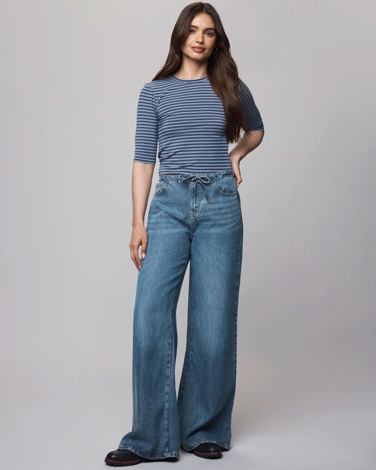 Splendid Bamboo Stripe Quarter Sleeve Tee RF5K281