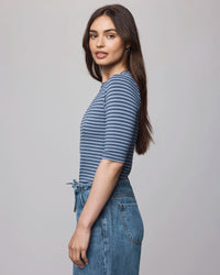 Splendid Bamboo Stripe Quarter Sleeve Tee RF5K281