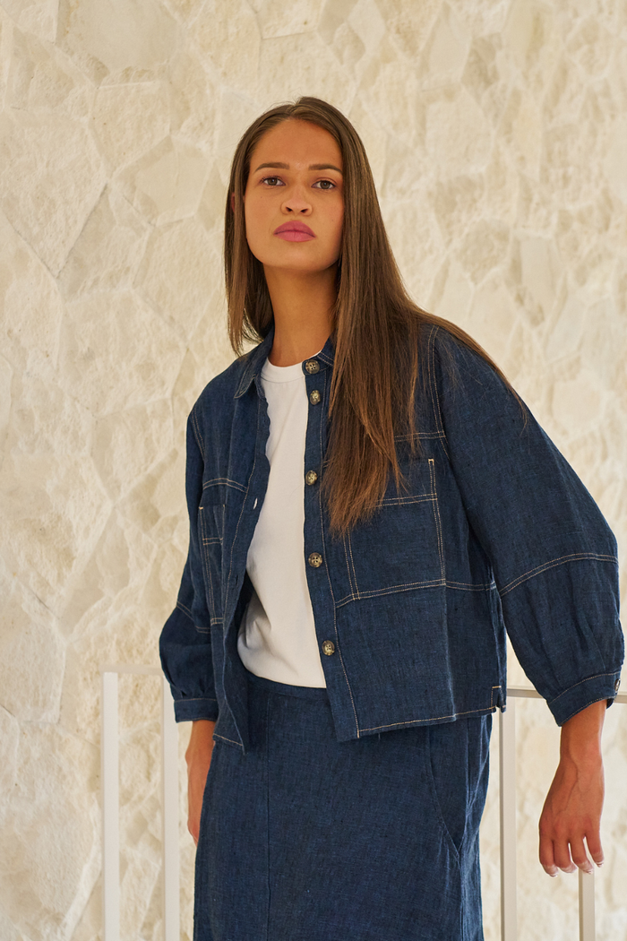 Naturals by O & J Linen Jacket in Eclipse GA598