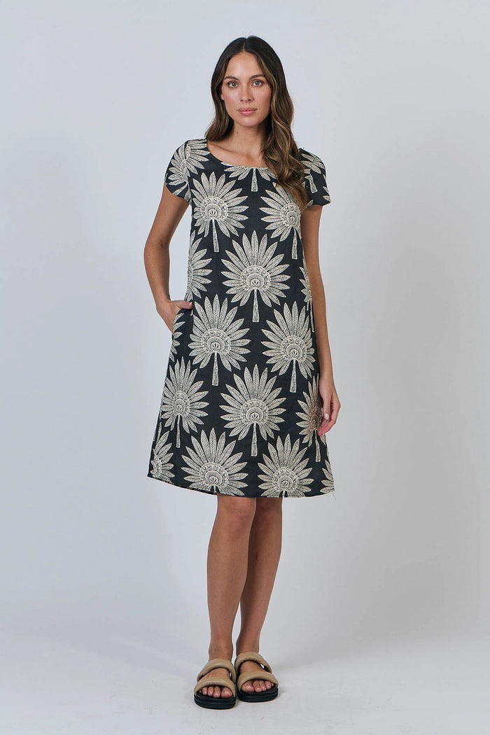 Naturals by O & J Linen Dress GA237 in Date Palm