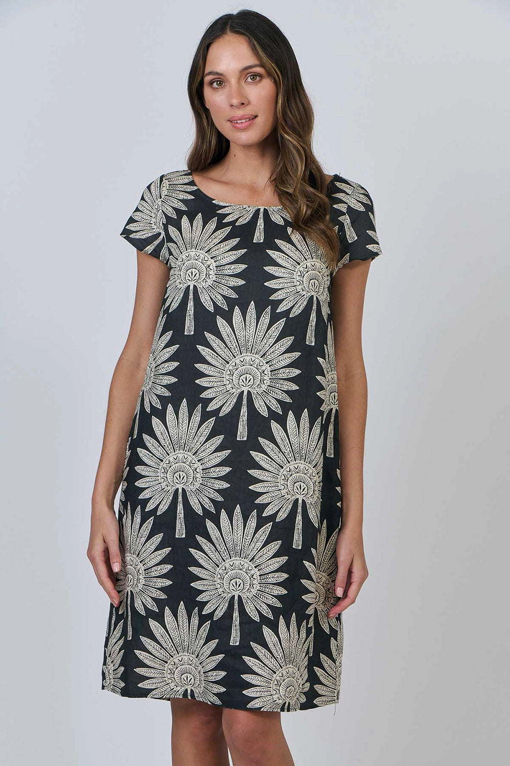 Naturals by O & J Linen Dress GA237 in Date Palm