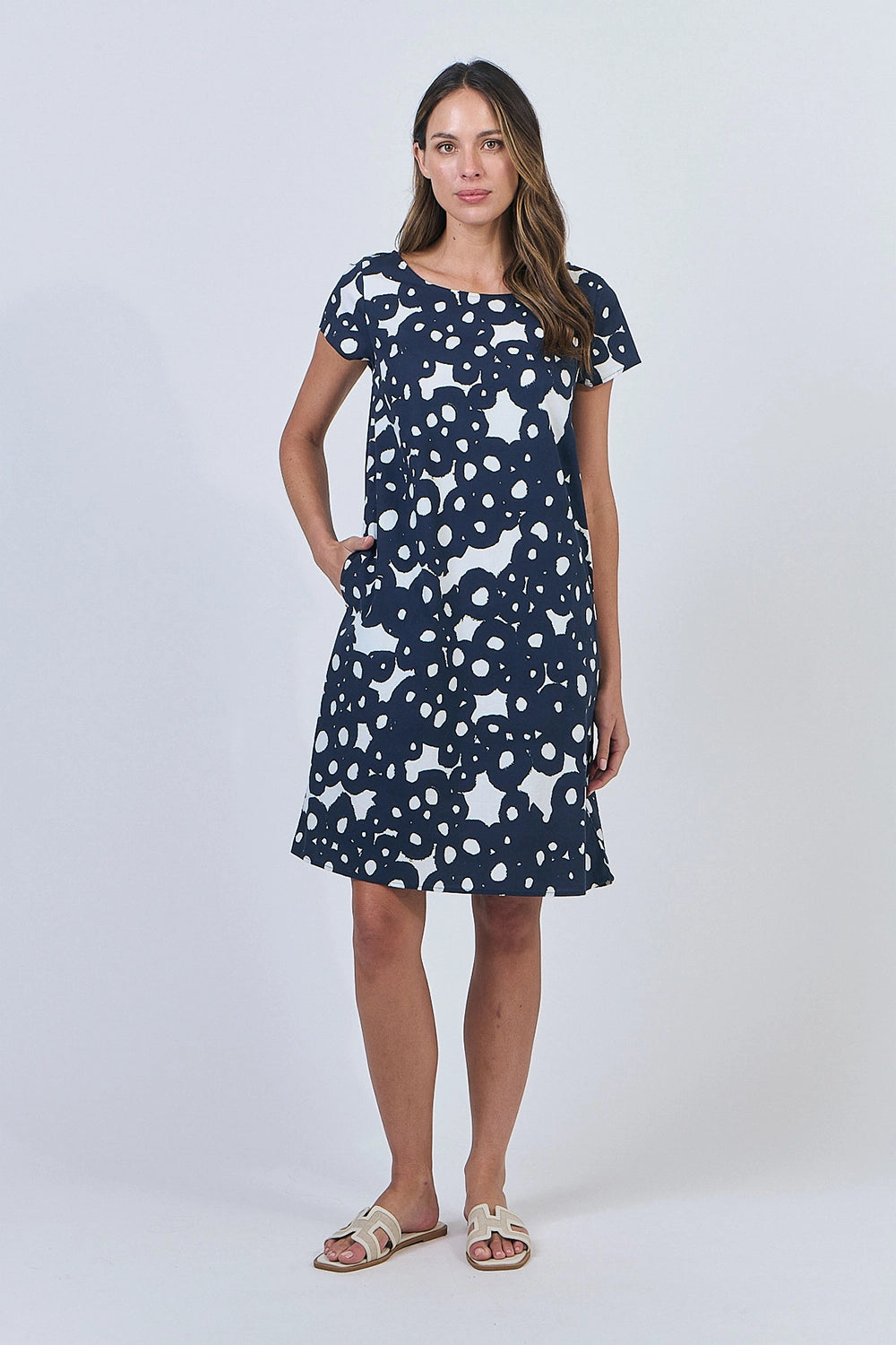 Naturals by O & J Cotton Dress in Ink Barnacles GA237